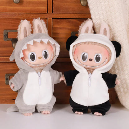 13cm Labubu Doll Clothes — 6-Piece Dinosaur Animal Outfit with Hat