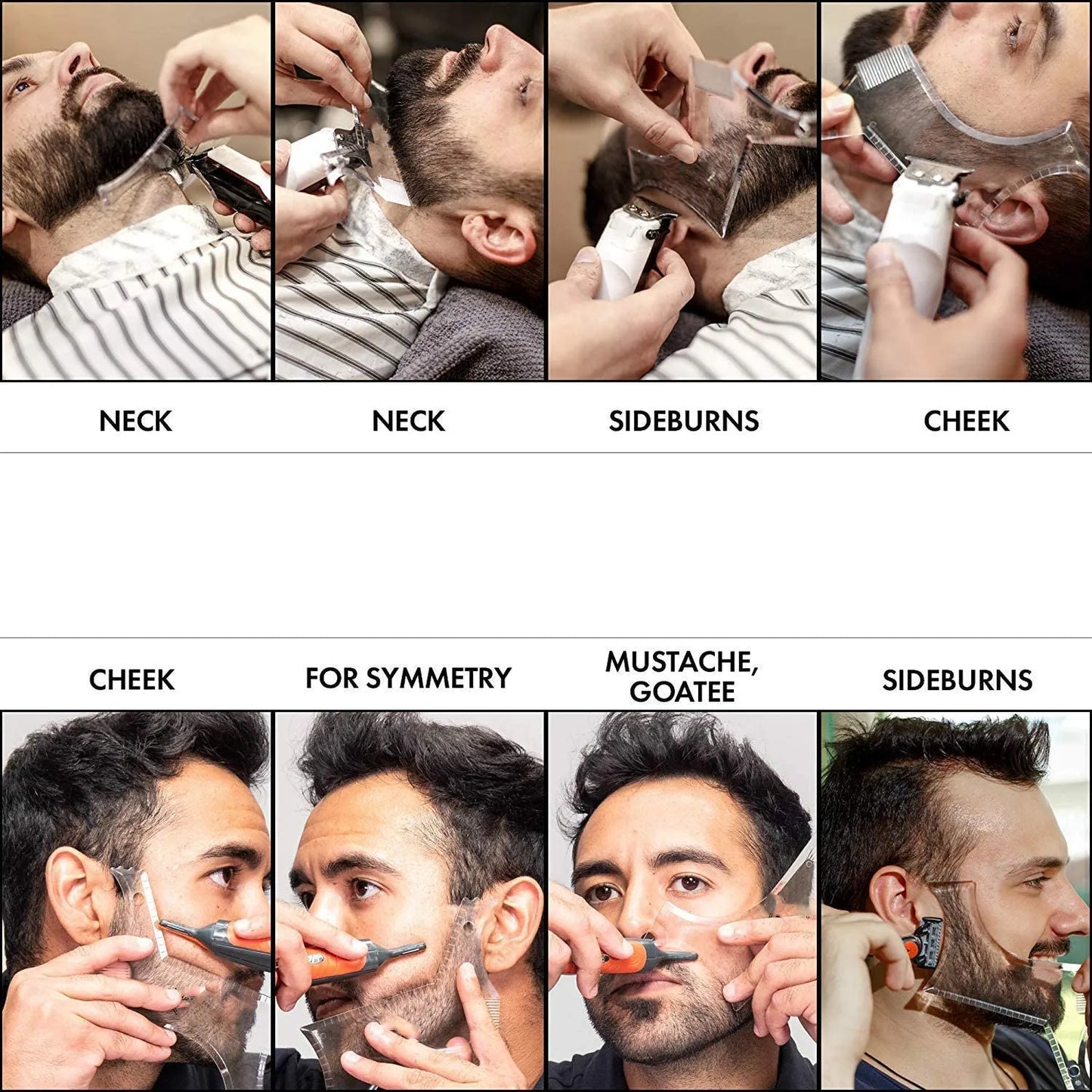 Men's Beard Styling Template Stencil and Comb - Lightweight, Flexible, All-In-One Beard Shaping Tool for Precision Grooming