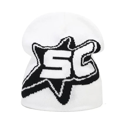 Y2K Letter Knitted Beanie Cap – Unisex Winter Autumn Warm Ski Skullcap, Hip Hop Streetwear Ear Cover Hat for Men & Women