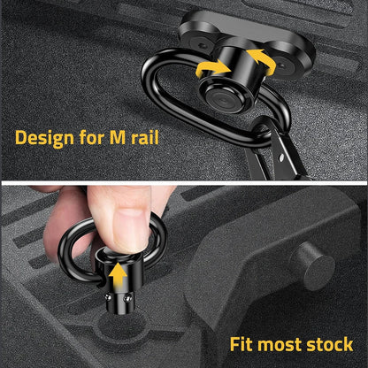 2PCS Tactical QD Sling Swivel Mount – 360° Quick Release Adapter for Rifle, Gun Sling Buckle Attachment Accessory