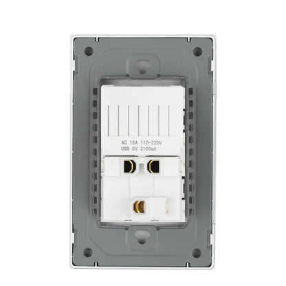 US Plug with USB Type-C Charging Port – 5V 2.1A, Household Electrical Wall Outlet for America & Mexico, 118x72mm PC Panel