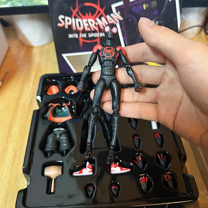 Sentinel Peter Parker Action Figure – Spider-Verse Noir PVC Collectible, Movable Miles Parker Figurine