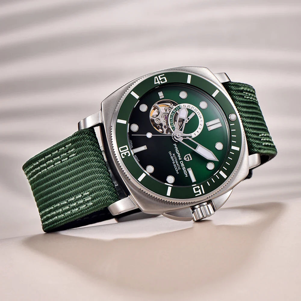 PAGANI DESIGN 2023 Men’s Tourbillon Automatic Watch – Mechanical Wristwatch with Ceramic Bezel, Luminous Display & 20Bar Waterproof