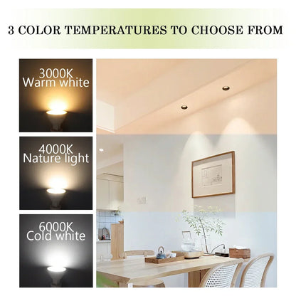 10PCS MR16 GU5.3 LED Bulb – Full Voltage AC/DC 12V–220V Spotlight, Flicker-Free White Light for Home, Study & Indoor Lighting