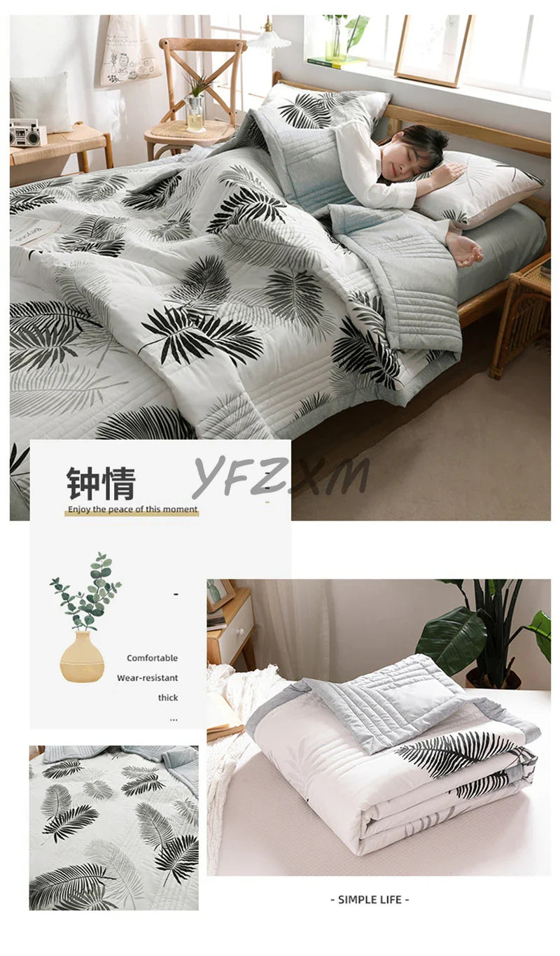 Quilted Spring Summer Quilt – Soft, Lightweight & Breathable Duvet for Queen Size, Comfortable & Washable