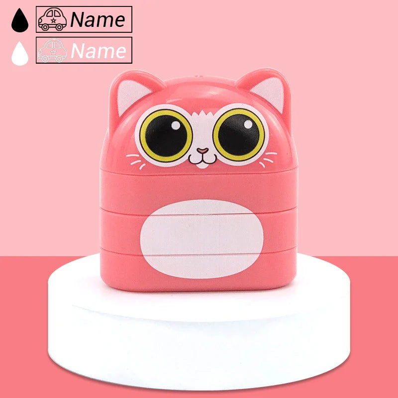 Custom Children’s Name Seal – Double-Layer Black & White Ink Stamp, Waterproof Name Sticker for School & Kindergarten