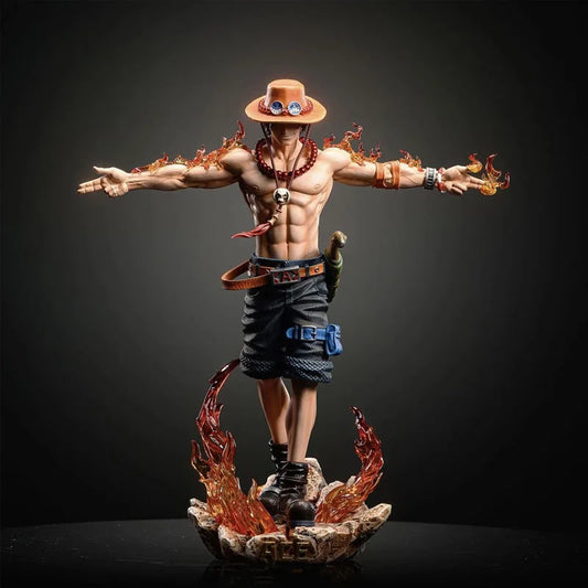 28cm One Piece Ace Figure – Portgas D. Ace PVC Action Collectible Toy for Kids & Christmas Gift