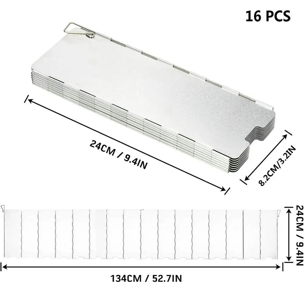 Aluminum Alloy Gas Stove Wind Shield – Windproof Screen for Outdoor Camping & Picnic (8-16 Plates)
