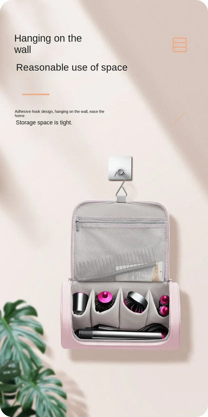 Portable Hanging Hair Dryer Case – Waterproof Non-Slip Storage Bag with Hideable Hook & Large Capacity for Hair Tools