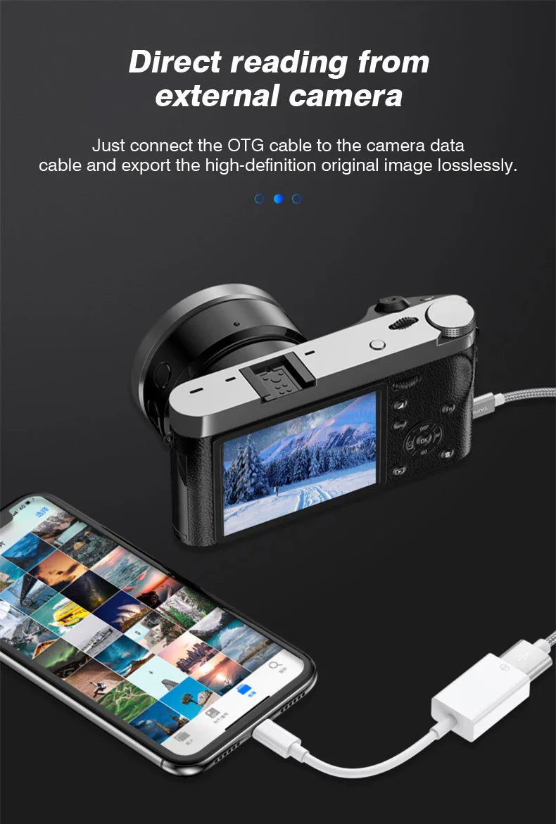 8-Pin to USB 3.0 OTG Adapter Cable – For iPhone 14/13/12/11/XR/XS/8/7 & iPad iOS 13+, Supports Mouse, Camera & Card Reader