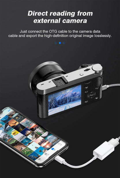 8-Pin to USB 3.0 OTG Adapter Cable – For iPhone 14/13/12/11/XR/XS/8/7 & iPad iOS 13+, Supports Mouse, Camera & Card Reader