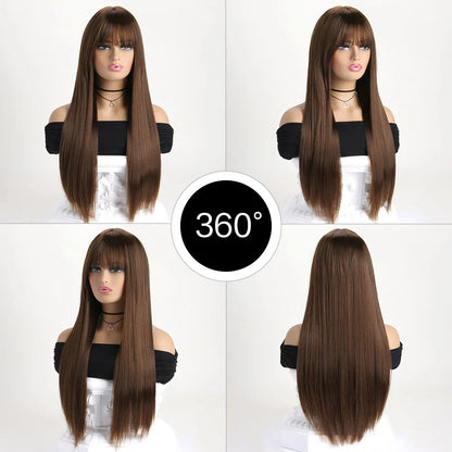 26" Long Straight Synthetic Wig – Fashion Color Wig for Women, Daily Wear, Halloween Costume, Party & Cosplay