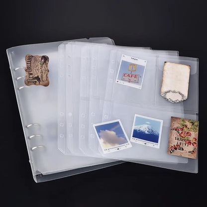A5 6-Hole Strap Storage Clip and Bag - Scrapbook Cutting Die and Sticker Storage, Transparent Organizing Bag
