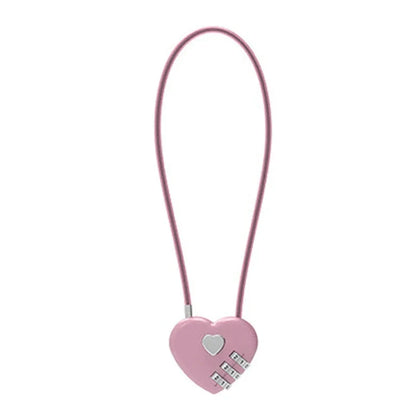 Love-Shaped Heart Code Padlock – Wedding Gift with Password Lock, Long Wire Rope for Trolley Case & Security