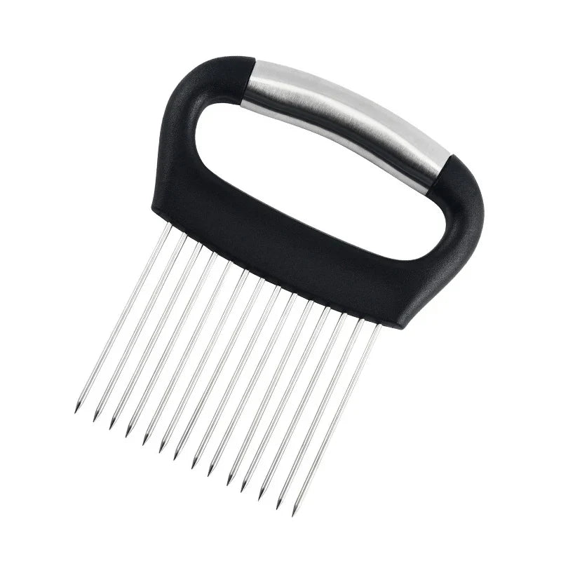 Stainless Steel Vegetable & Onion Cutter Holder – Multi-Function Fruit & Potato Slicer Kitchen Tool