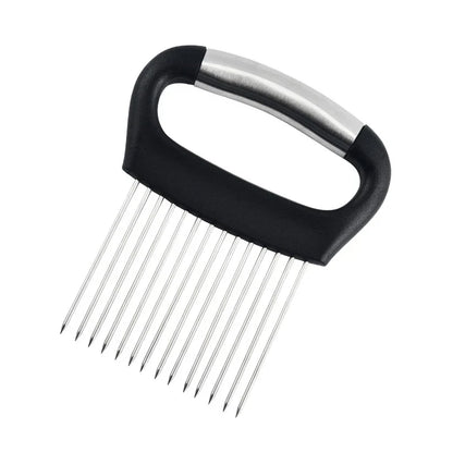 Stainless Steel Vegetable & Onion Cutter Holder – Multi-Function Fruit & Potato Slicer Kitchen Tool