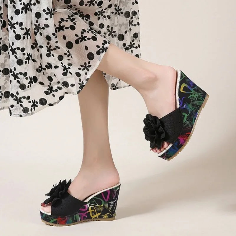 2026 Women’s Platform Wedge Slippers - Fashion Floral Summer Beach Sandals