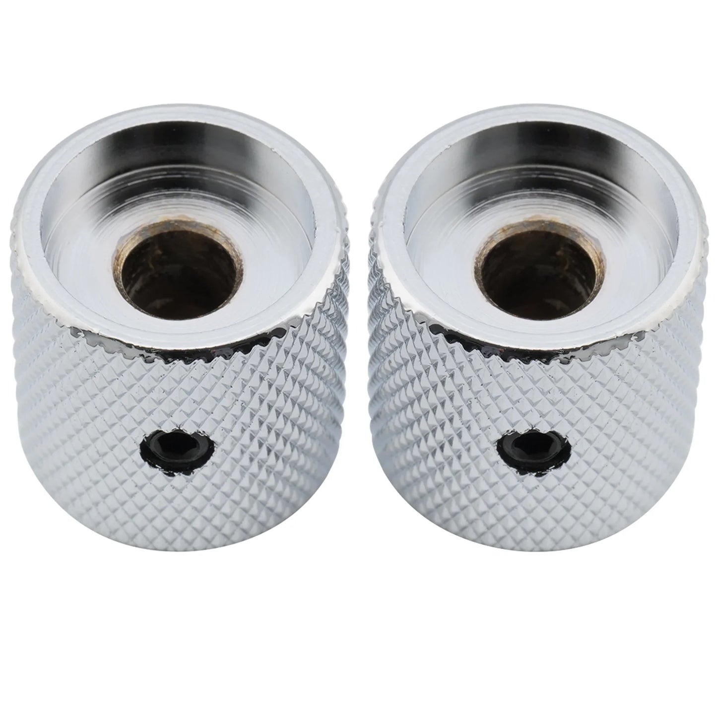Musiclily Pro Steel Guitar Knobs - 1/4 Inch Fine Knurled Flat Top Control Knobs with Set Screws for Bass & Electric Guitar