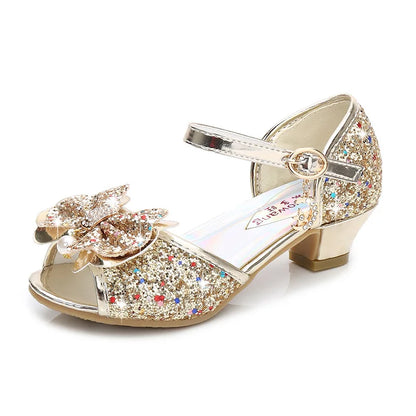 Children’s Princess Sandals - Girls’ Bowtie High Heel Wedding & Dress Shoes
