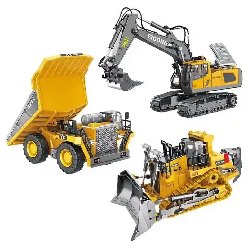2.4G RC Excavator & Dump Truck Toy – Alloy & Plastic Construction Vehicle Model for Kids