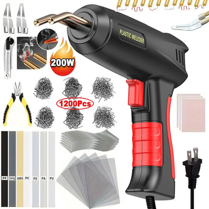 Upgraded 2-in-1 Plastic Welding Kit – 200W Hot Stapler & Soldering Gun with 6/4 Types Staples for Car Bumper Repair