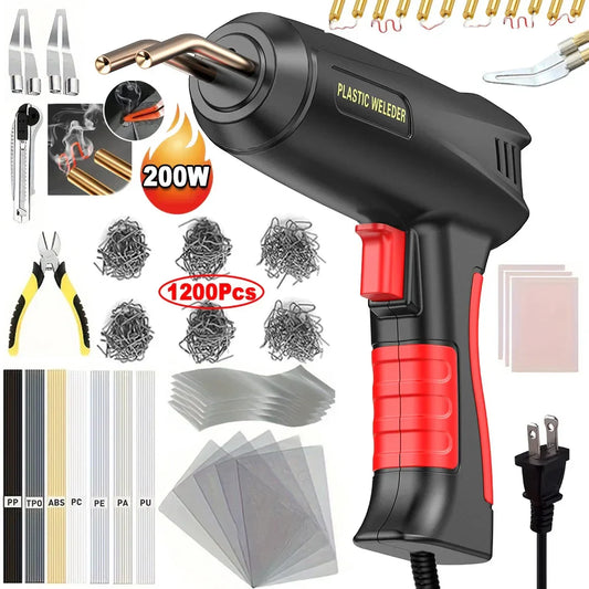 Upgraded 2-in-1 Plastic Welding Kit – 200W Hot Stapler & Soldering Gun with 6/4 Types Staples for Car Bumper Repair