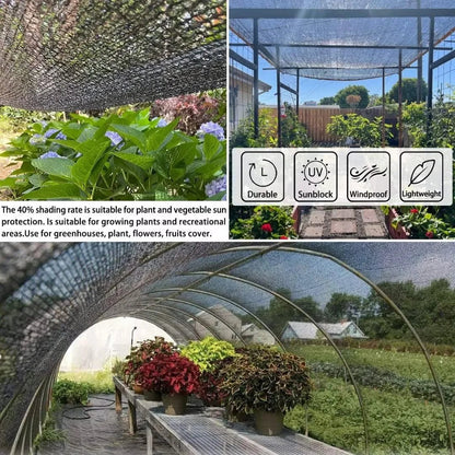 Black Shade Cloth Sunblock Mesh Cover with Grommets – UV Protection Netting for Pergola, Greenhouse, Garden, Patio & Canopy Use