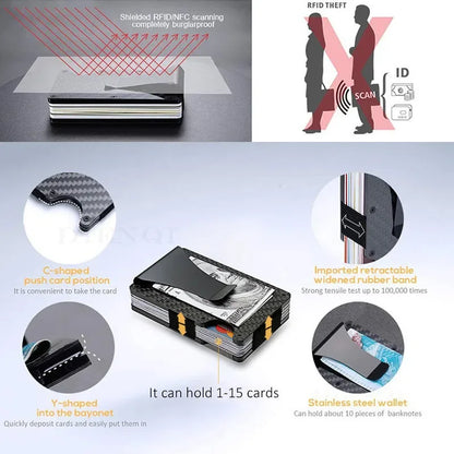 2025 RFID Blocking Front Pocket Wallet – Slim Minimalist Metal Wallet with Money Clip for Men & Unisex