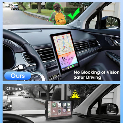 7–9" Universal Car Mirror Screen – Wireless CarPlay & Android Auto Multimedia Player with Portrait/Landscape Support
