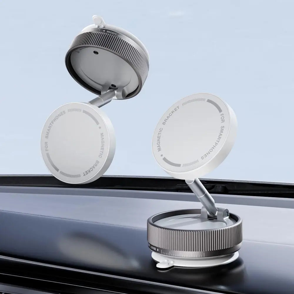 Vacuum Suction Magnetic Phone Holder – 360° Rotating Hands-Free Foldable Car & Smooth Surface Mount
