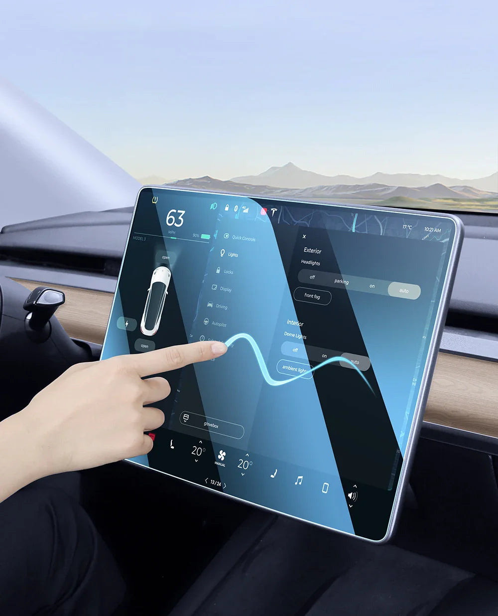 YZ Tempered Glass Screen Protector for Tesla Model 3 Y X 2021-2023 – HD Center Control Protection Film Accessory
