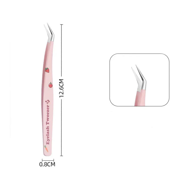 6 Types False Eyelash Tweezers — Stainless Steel Anti-Static Curved & 3D Lash Tools