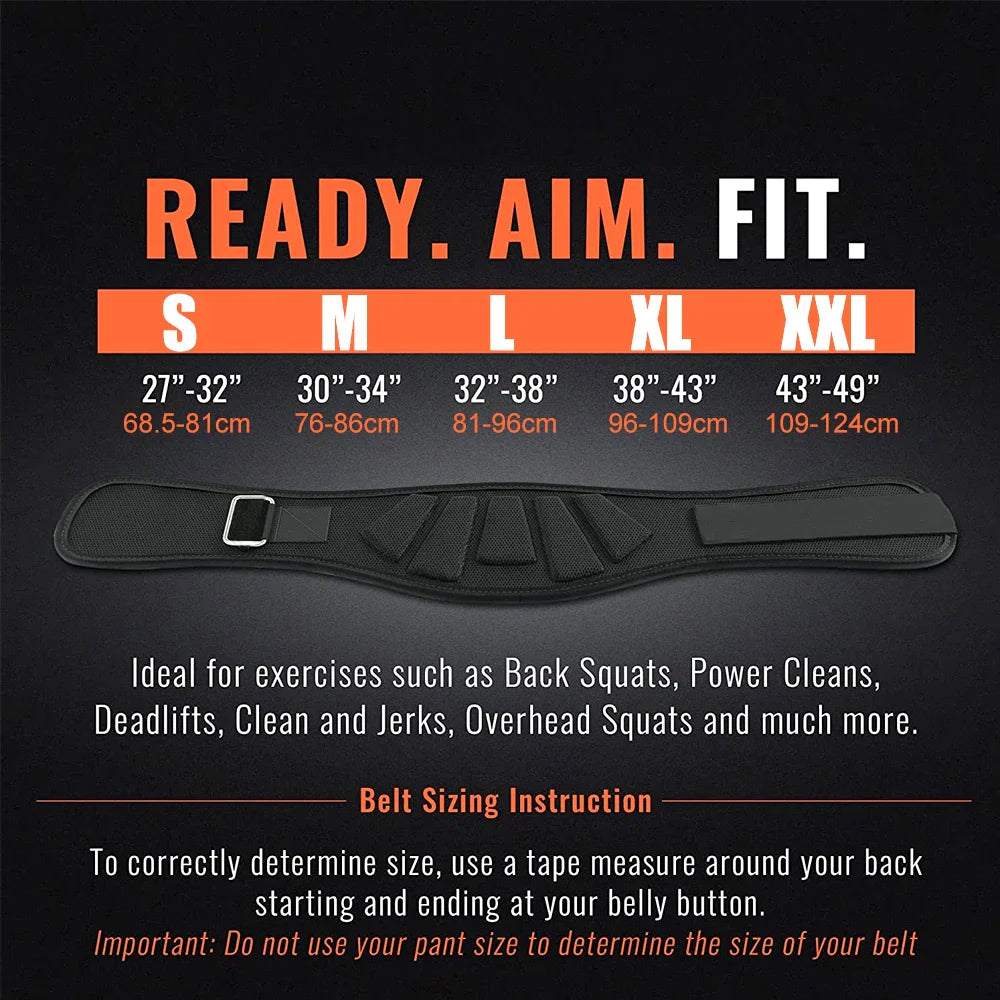 Sports Weight Lifting Belt: Core & Lower Back Support for Men and Women - Workout Waist Belt for Fitness - 1 Piece