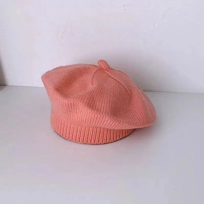 Flower Baby Beret Hat - Warm Knitted Winter Beanie Cap for Infant Girls & Toddlers