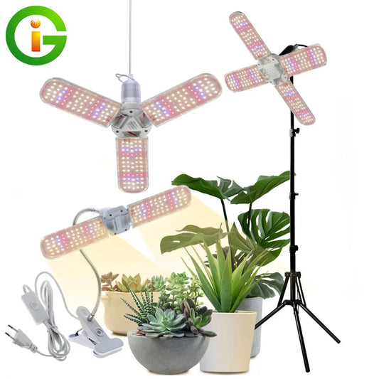 Foldable LED Grow Light E27 Full Spectrum 24W/36W/48W – Plant Growing Phytolamp for Indoor Flowers & Seedlings Growth Lamp