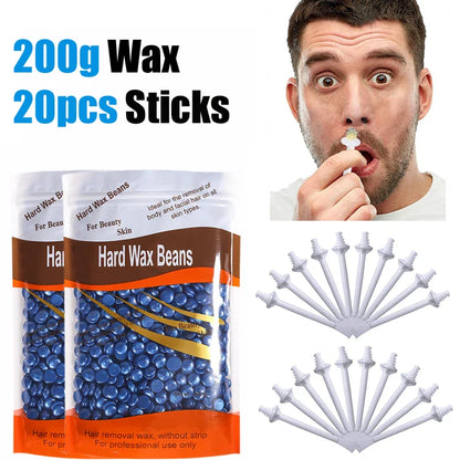 Portable Nose Wax Kit 50g-100g for Men & Women - Nail & Nose Hair Removal with Cleaning Wax Kit & Clipper