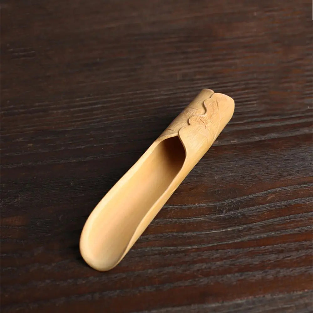 Japanese-Style Natural Bamboo Rattan Tea Scoop – Tea Shovel, Leaves Chooser, Honey & Coffee Spoon, High-Quality Holder