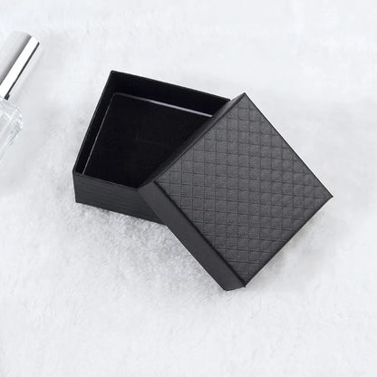 7x7cm Black Square Plaid Jewelry Box for Women – Necklace, Bracelet, Earrings, Ring Gift Organizer