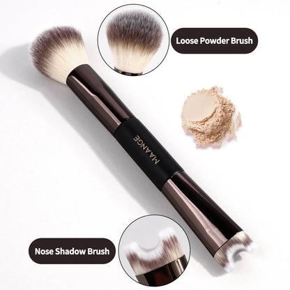 MAANGE U-Shaped Nose Contour Brush – Double Head Makeup Brush for Sculpting, Defining, Foundation & Highlighter