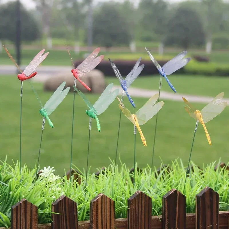3D Simulated Dragonfly Garden Stakes – Decorative Plastic Flower Pot & Fence Ornaments (10/20PCS)