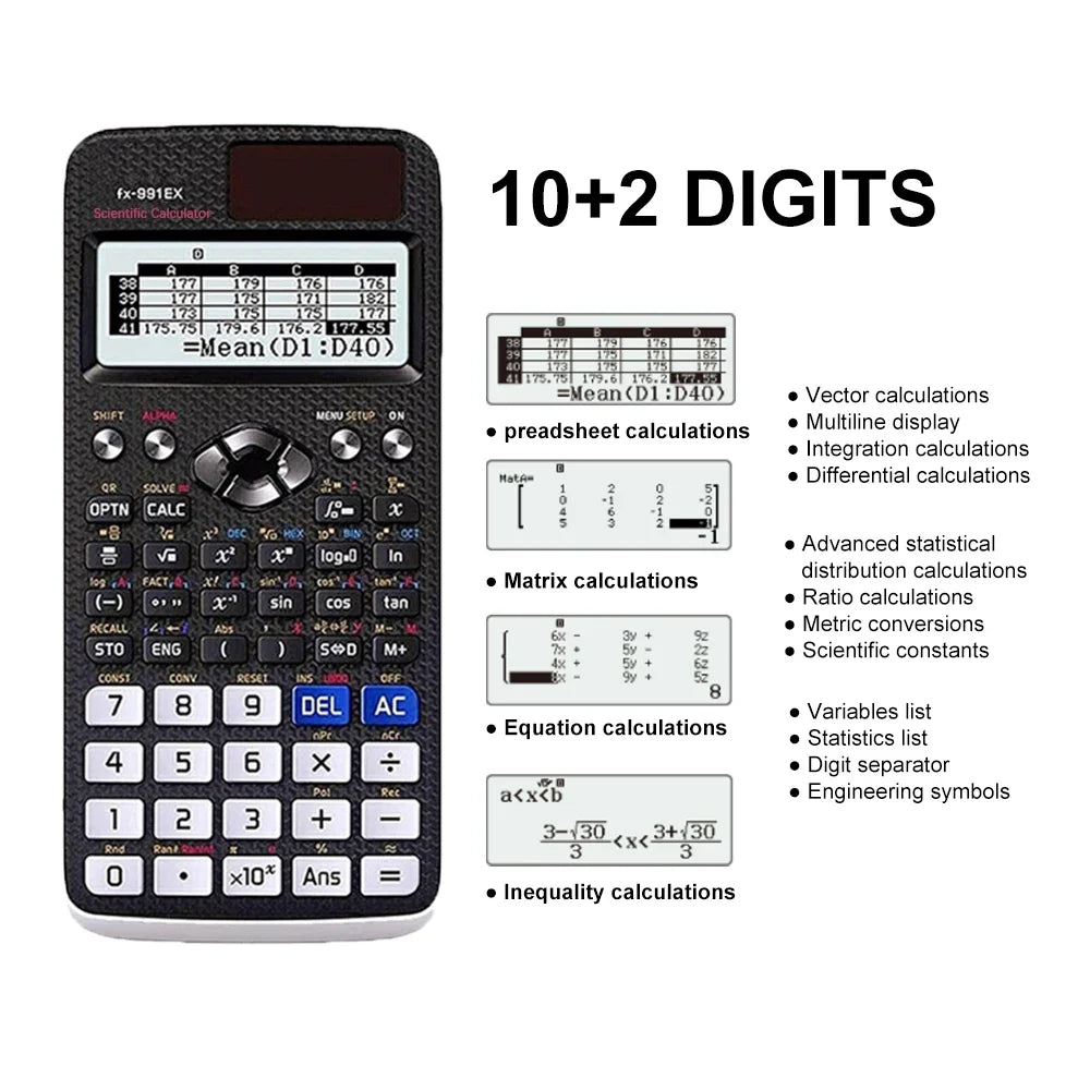 Scientific Calculator 552 Functions – Natural Display Student & Teacher Exam Calculator with Advanced Math Features for School & Teaching Use
