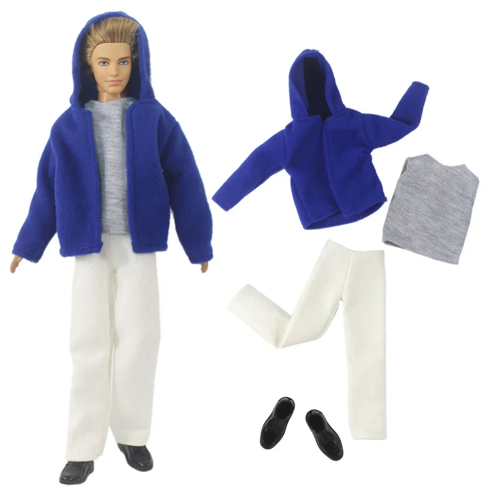 1 Set Woolen Overcoat Outfit for 12-inch Ken Doll – Multiple Styles Doll Clothes