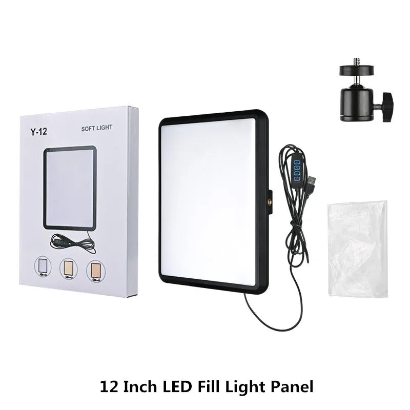 8"/12" LED Video Light Panel Kit – Photography & Streaming Studio Lamp with Tripod Stand for YouTube Live Shoots