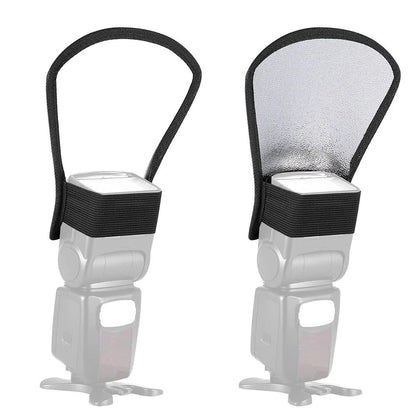 Universal 2-in-1 Silver & White Flash Diffuser Softbox – Photography Flash Light Reflector Accessory