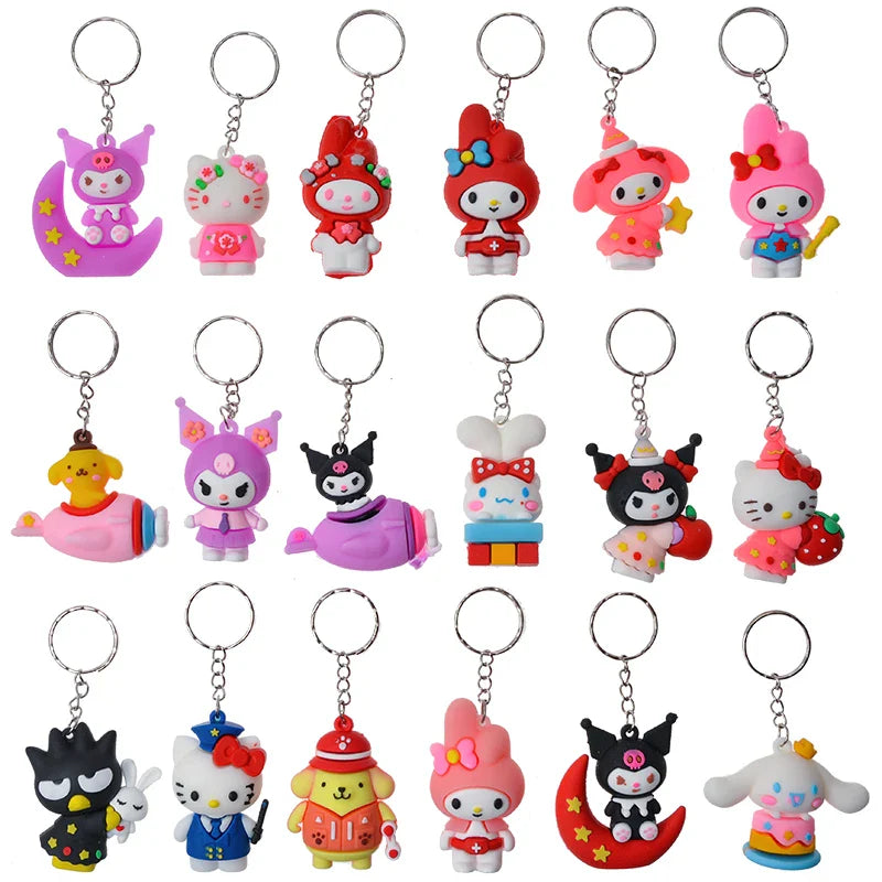 24pcs Sanrio Blind Box Keychains — Kuromi & Melody Cute Anime Character Mystery Surprise for Kids’ Gifts & Decorations