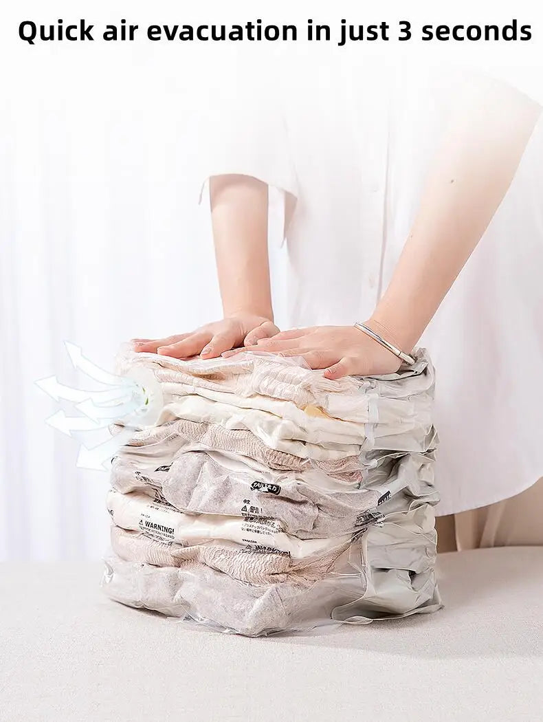 New Patented Vacuum Storage Bags – Large Plastic Bags for Clothes, Blankets, Compression, Travel Accessories