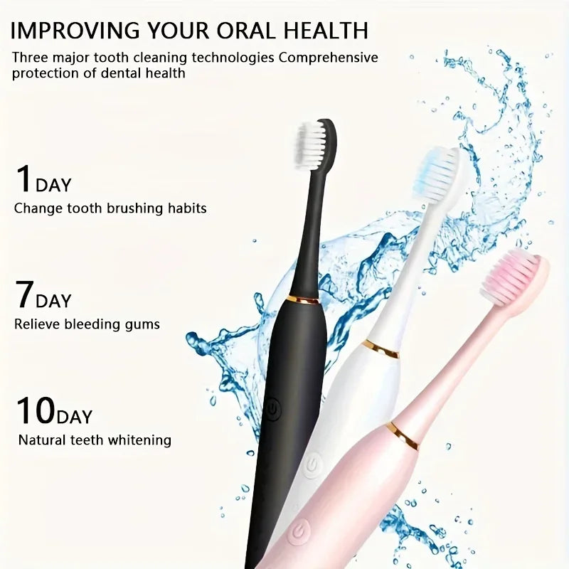 Automatic Electric Toothbrush - Smart Six-Speed Rechargeable Soft Bristle Toothbrush for Adults and Children All Ages