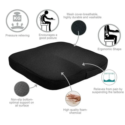 Orthopedic Memory Foam Coccyx Cushion – Non-Slip Tailbone & Sciatica Pain Relief Seat Pad for Office Chair & Car
