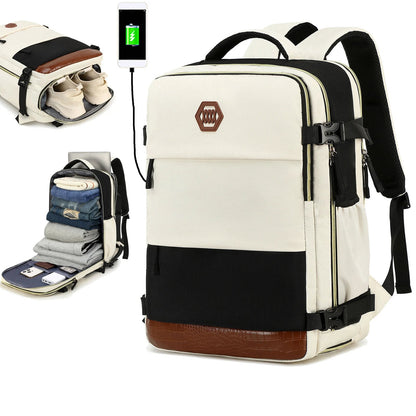 Travel Backpack with 15.6-Inch Laptop Compartment - Waterproof Design and Shoe Storage, Unisex Backpack
