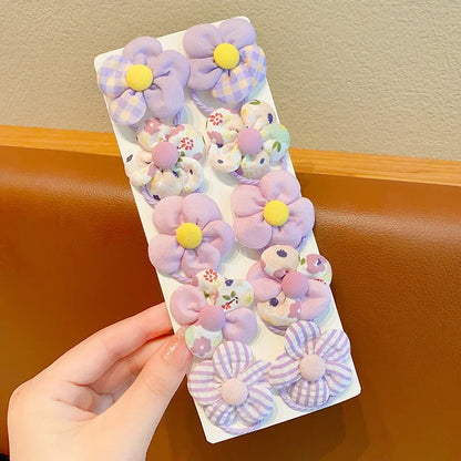 10 Pcs Baby Girl Flower Hair Bands Set – Cute Colorful Soft Scrunchies Ponytail Holders for Kids